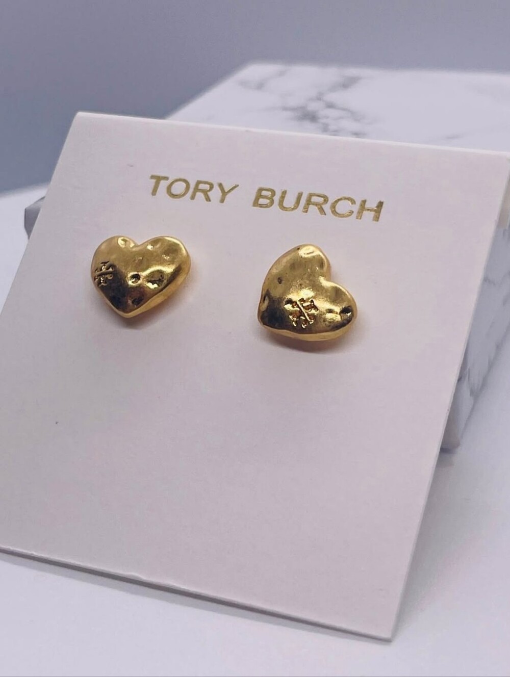 Tory Burch Gold Heart Stud Earrings